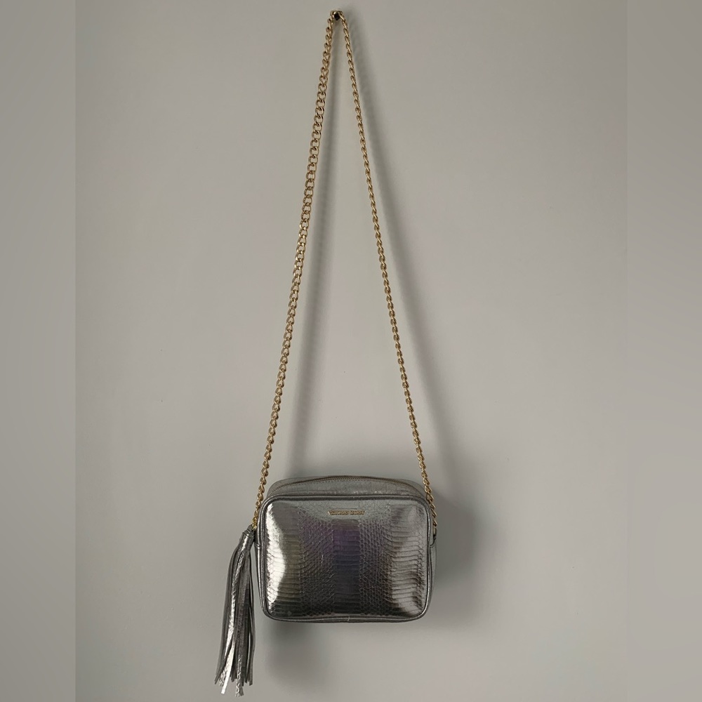 Victorias Secret metallic faux snakeskin crossbody purse!